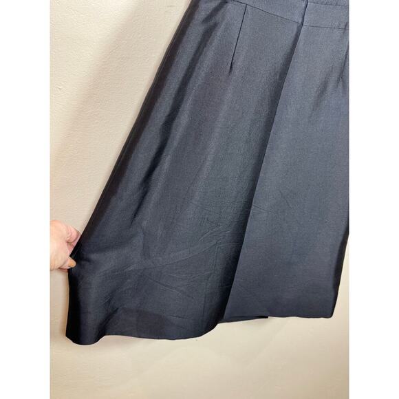 Teri Jon by Rickie Freeman Short Fit & Flare Navy Dress Formal Silk Wool Wedding - Picture 8 of 12